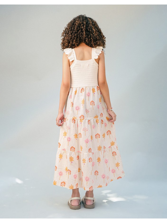Skylar Knitted Bodice Printed Tiered Maxi Dress