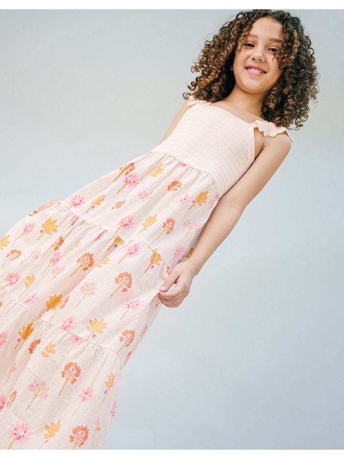 Skylar Knitted Bodice Printed Tiered Maxi Dress