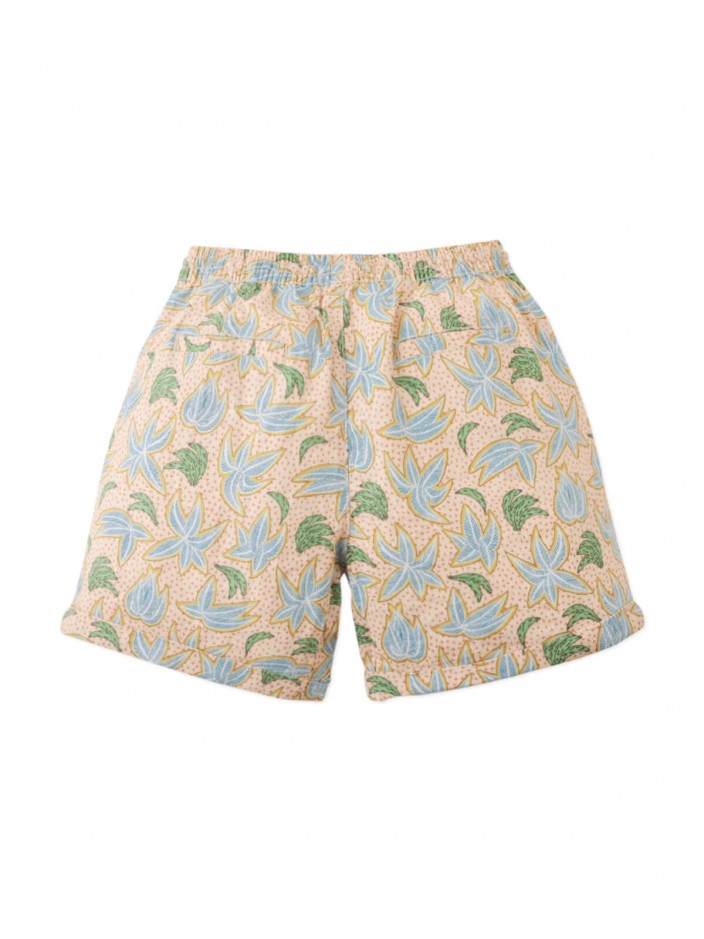 Pablo Linen Blend Palms & Bananas Printed Drawstring Shorts