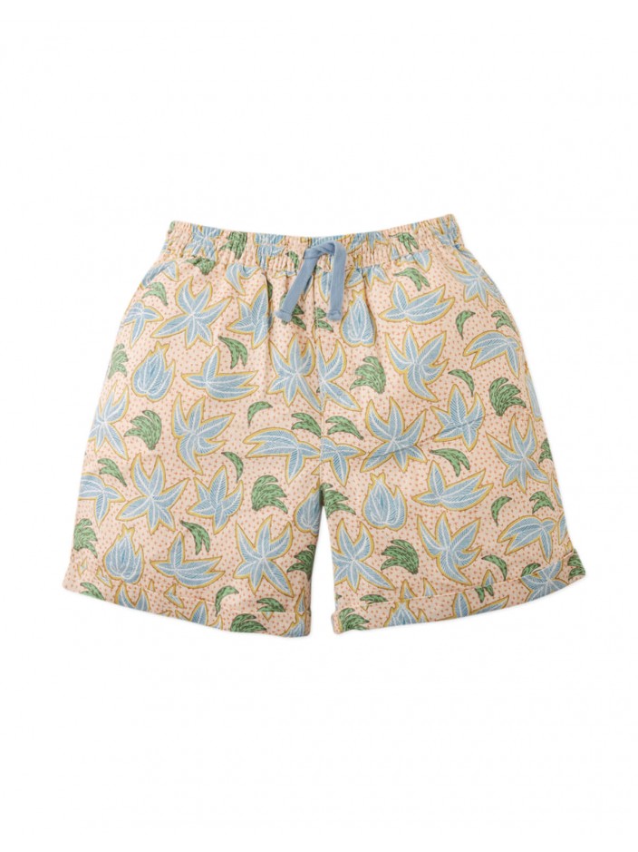 Pablo Linen Blend Palms & Bananas Printed Drawstring Shorts