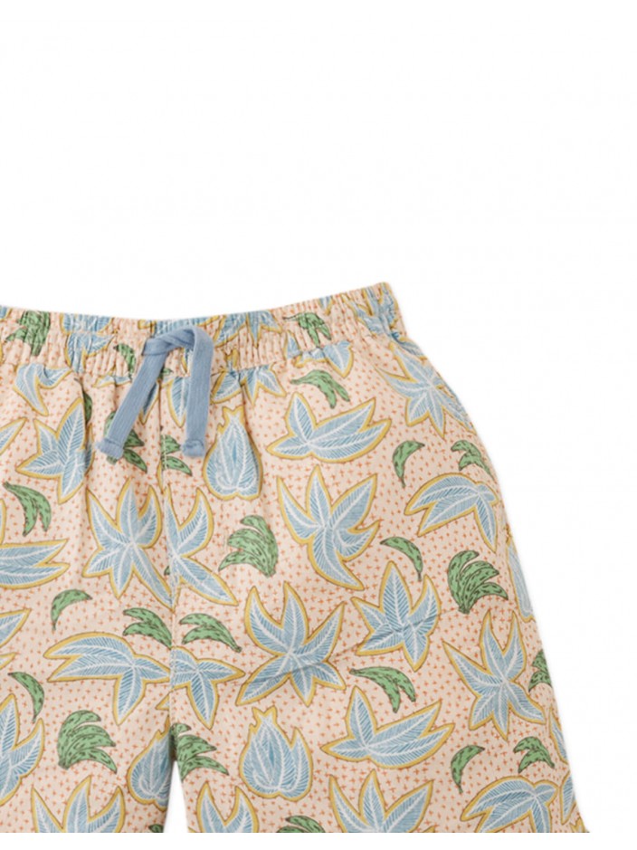 Pablo Linen Blend Palms & Bananas Printed Drawstring Shorts