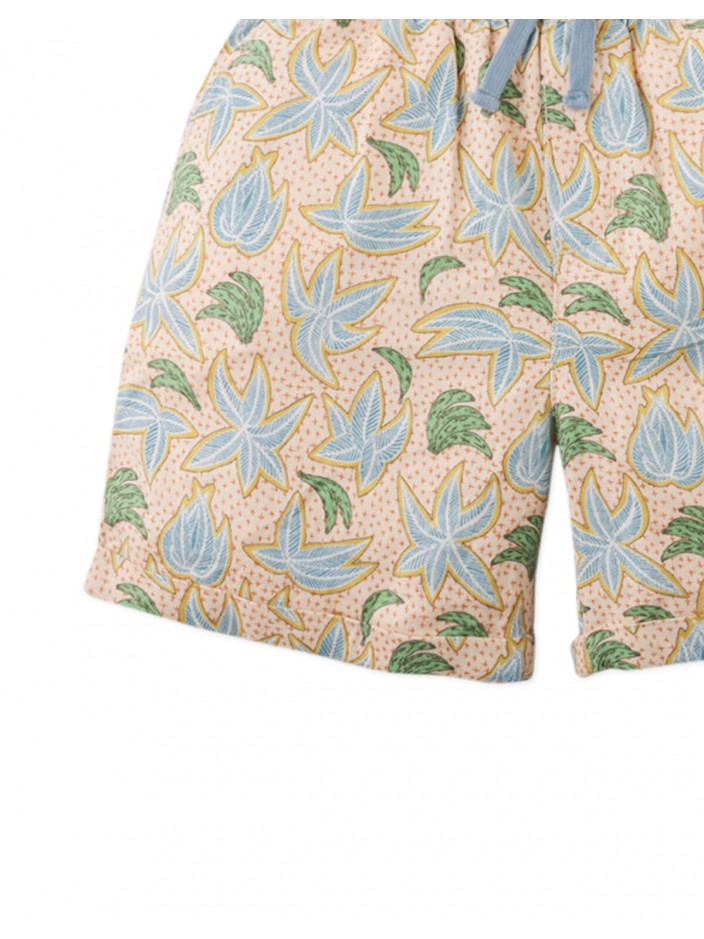 Pablo Linen Blend Palms & Bananas Printed Drawstring Shorts