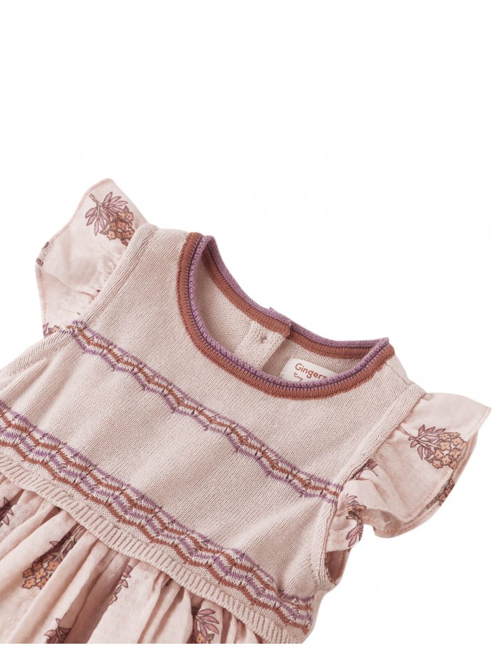 Baby Perrie Striped Knitted Top & Floral Printed Dress