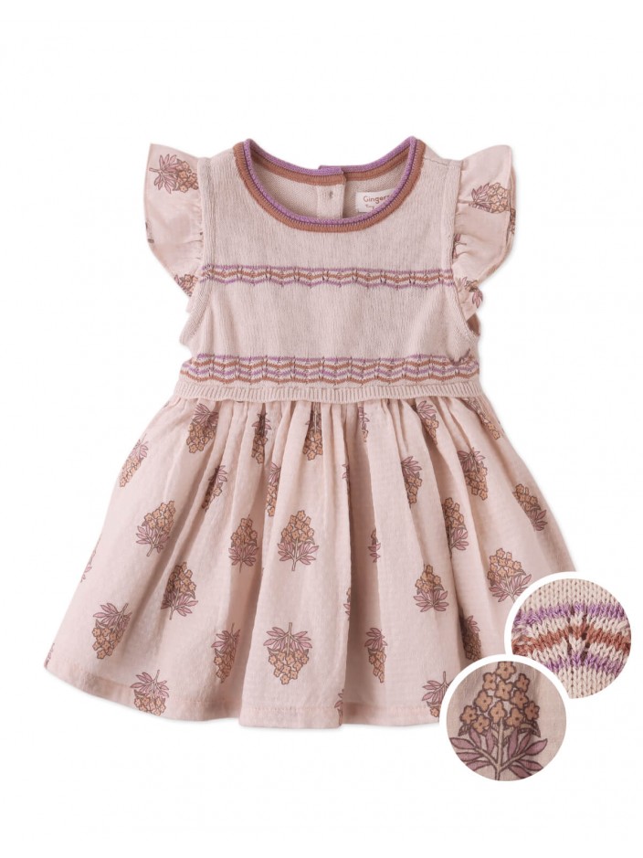 Baby Perrie Striped Knitted Top & Floral Printed Dress