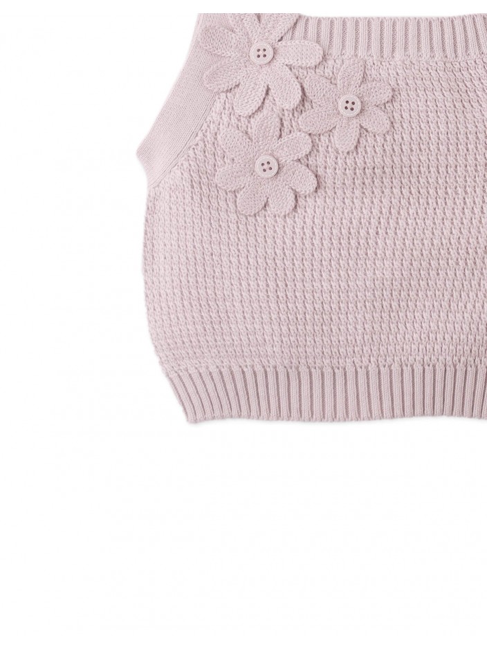 Baby Nicole Knitted Tank Top With Crochet Flower Applique