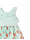 Jessie Frilled Pointelle Bodice Dress with Orange Gingham Print Bottom.