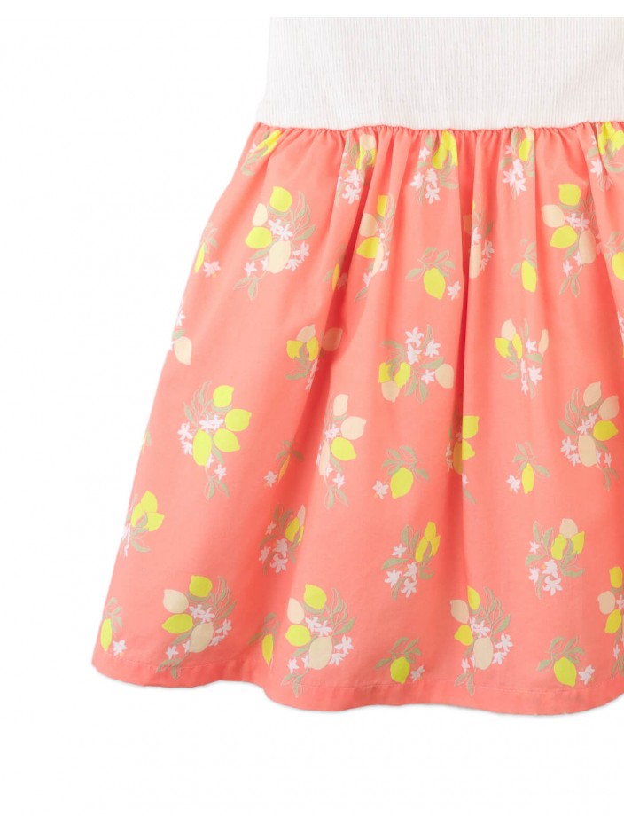 Josette Dress with a Ribbed Top, Ruffle Strap Sleeves, and Shirred Bottom.