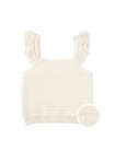 Ciara Textured Shell Top with Scalloped Ruffle Sleeves