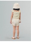 Ciara Textured Shell Top with Scalloped Ruffle Sleeves