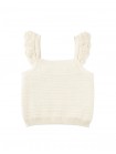 Ciara Textured Shell Top with Scalloped Ruffle Sleeves