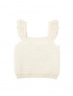 Ciara Textured Shell Top with Scalloped Ruffle Sleeves