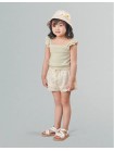 Ciara Textured Shell Top with Scalloped Ruffle Sleeves