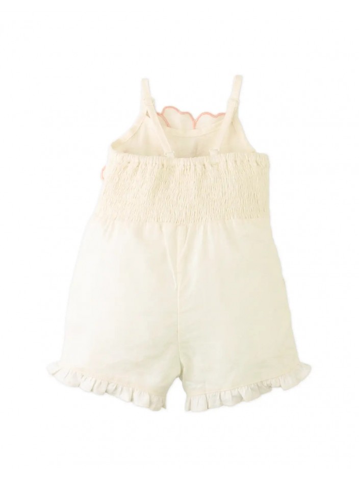 Baby Pearl Playsuit with a Big Flower Appliqué