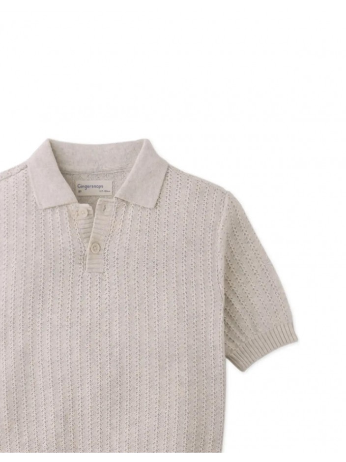 Bob Crochet-Like Knit Polo Shirt