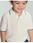 Bill Crochet-Like Knit Polo Shirt With Stripe Tipping