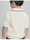 Bill Crochet-Like Knit Polo Shirt With Stripe Tipping