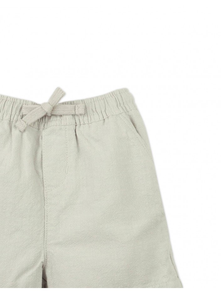 Baby Manu Textured Linen Pull-On Drawstring Shorts