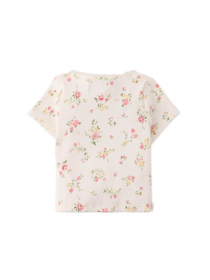Baby Dara All-over Print Top with Lace and Rosette Details