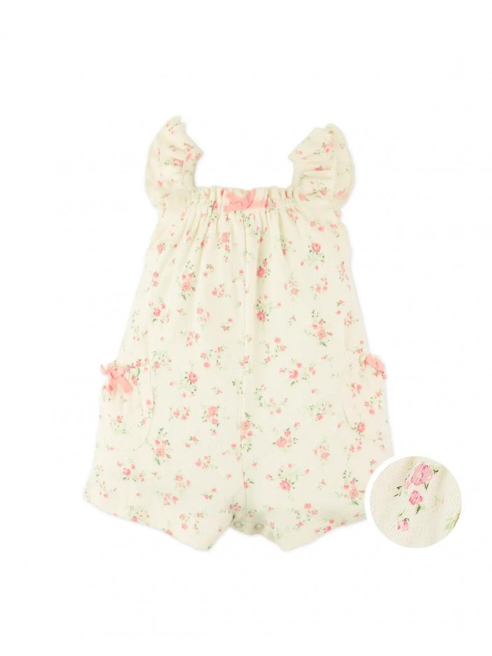 Baby Elle Printed Playsuit with Ruffle Sleeves and Pockets