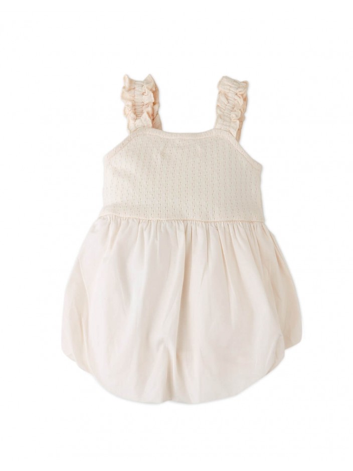 Baby Cristina Dress with Ruffle Sleeves, Knitted Bodice, and Bubble Skirt