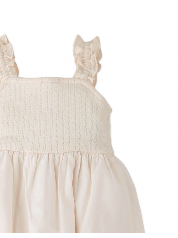 Baby Cristina Dress with Ruffle Sleeves, Knitted Bodice, and Bubble Skirt