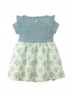 Baby Juliana Dress with Denim Pointelle Bodice and Printed Woven Skirt