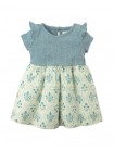 Baby Juliana Dress with Denim Pointelle Bodice and Printed Woven Skirt