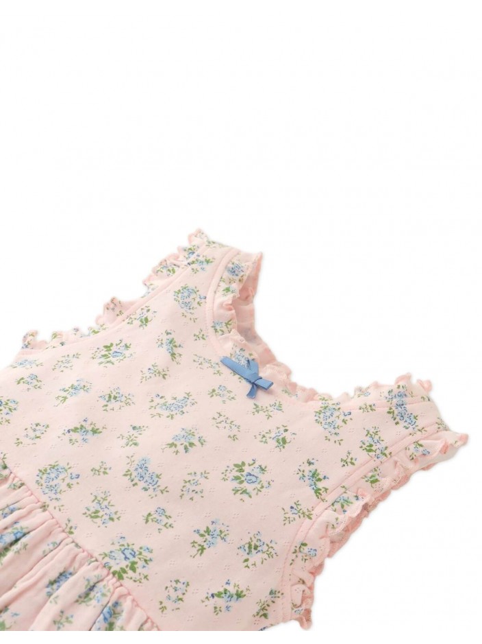 Jackie Printed Pointelle Dress with Ruffle Details