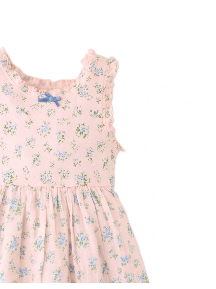 Jackie Printed Pointelle Dress with Ruffle Details