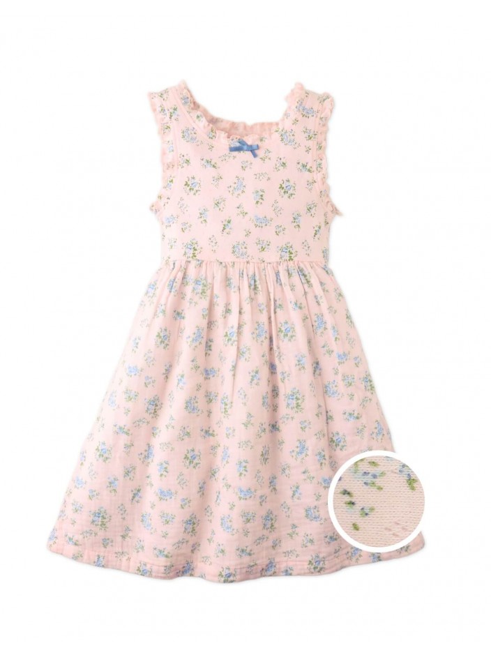 Jackie Printed Pointelle Dress with Ruffle Details