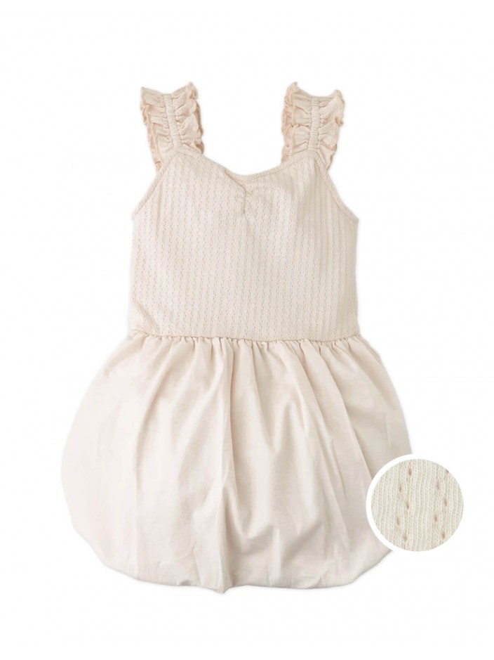 Cristina Dress with Ruffle Sleeves, Knitted Bodice, and Bubble Skirt