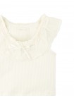 Cindy Ribbed Top with Scalloped Collar and Bow
