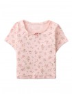 Dara All-over Print Top with Lace and Rosette Details