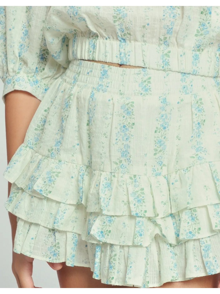 Grachele Printed Tiered Skirt with Elastic Waist
