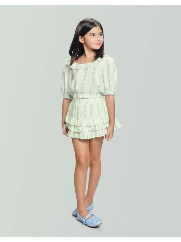 Grachele Printed Tiered Skirt with Elastic Waist