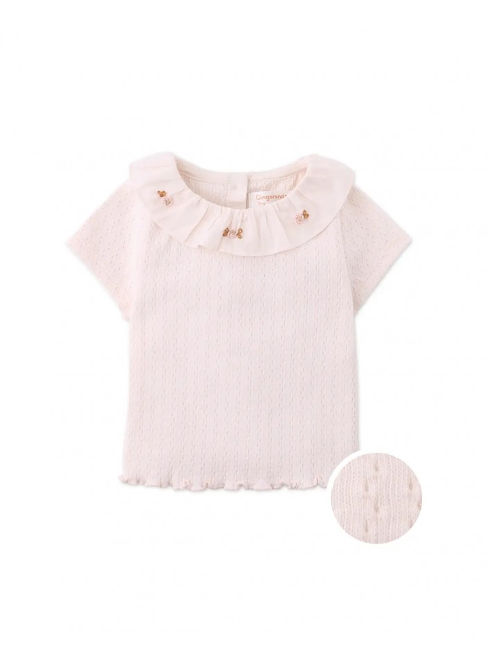 Baby Janna Ribbed Top with Embroidered Collar