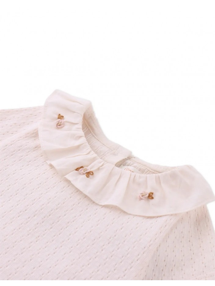 Baby Janna Ribbed Top with Embroidered Collar