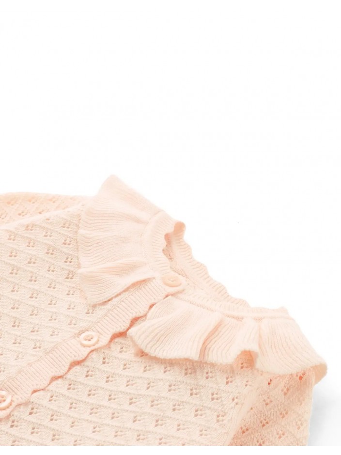Baby Taliyah Pointelle Cardigan with Ruffled Collar
