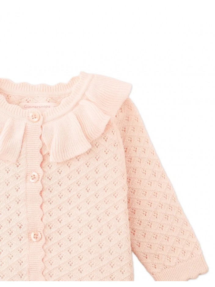 Baby Taliyah Pointelle Cardigan with Ruffled Collar