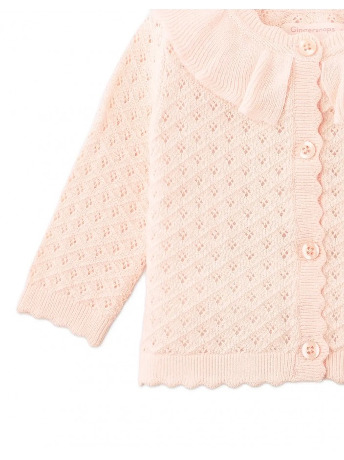 Baby Taliyah Pointelle Cardigan with Ruffled Collar