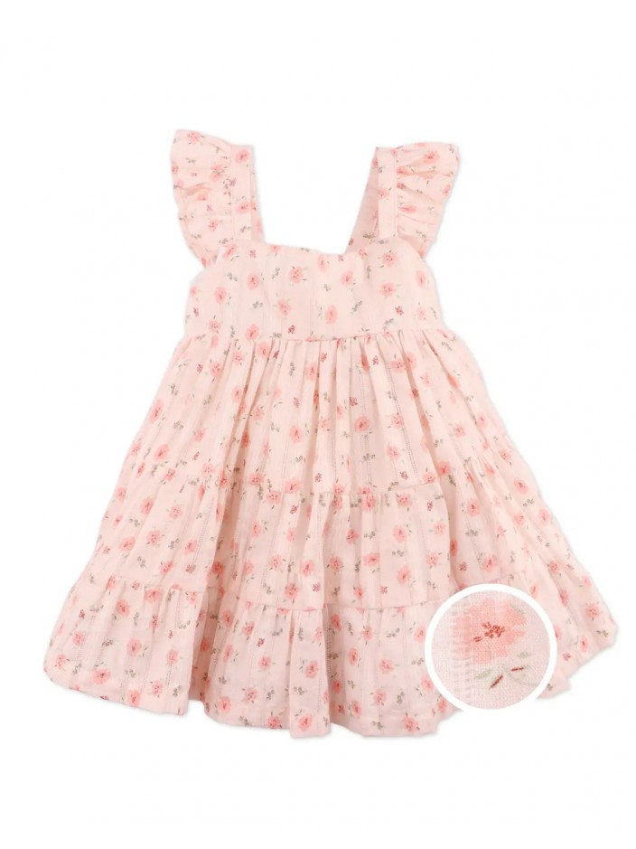 Baby Naafiri Printed Tiered Dress with Bow on the Back