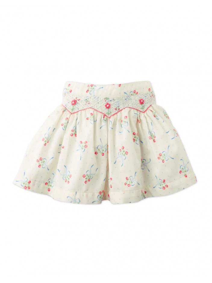 Baby Lillia Printed Skirt with Smocking and Embroidery