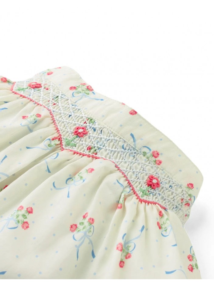 Baby Lillia Printed Skirt with Smocking and Embroidery