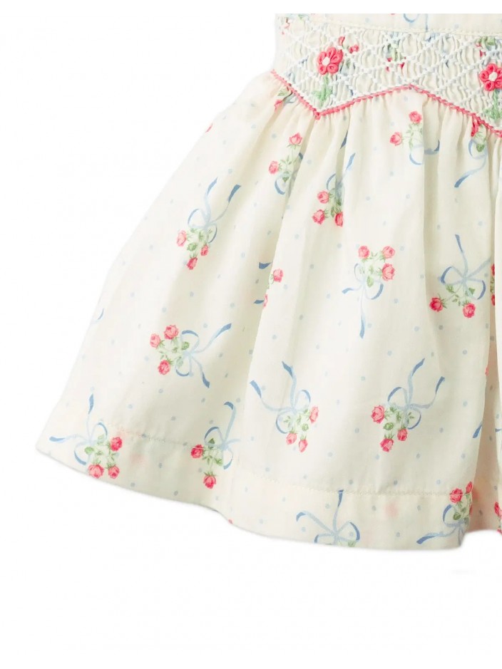 Baby Lillia Printed Skirt with Smocking and Embroidery