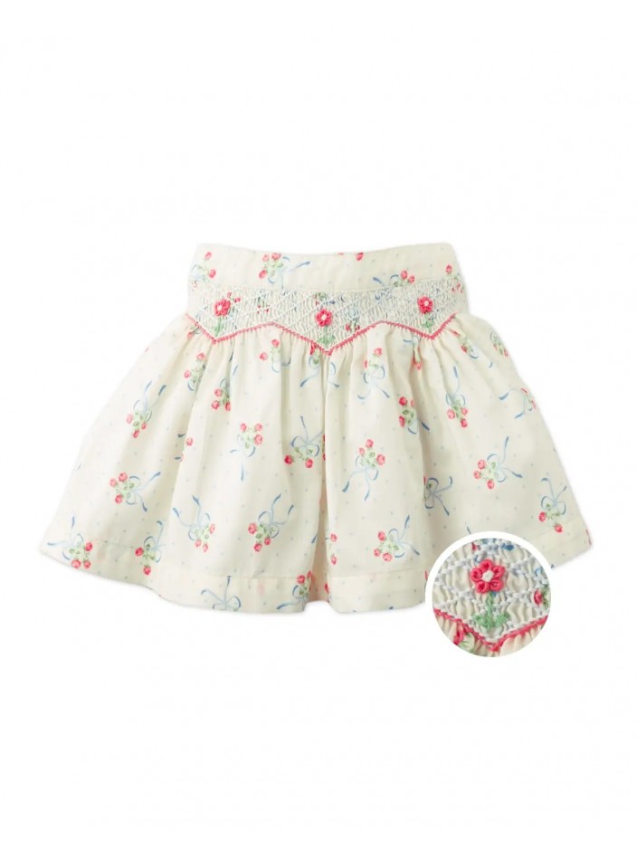 Baby Lillia Printed Skirt with Smocking and Embroidery