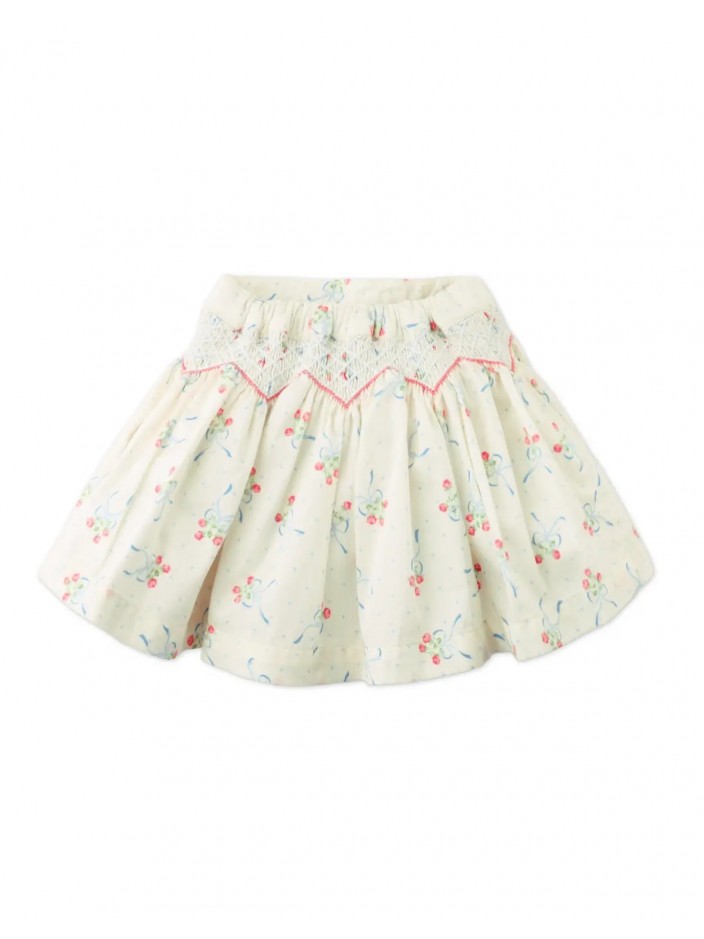 Baby Lillia Printed Skirt with Smocking and Embroidery