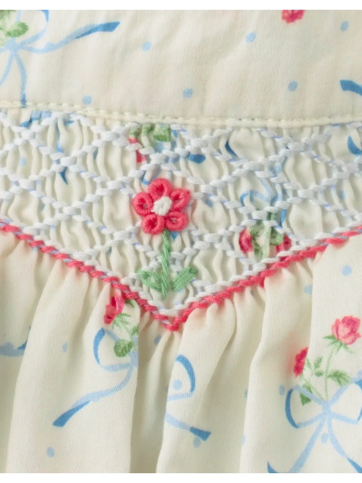 Baby Lillia Printed Skirt with Smocking and Embroidery