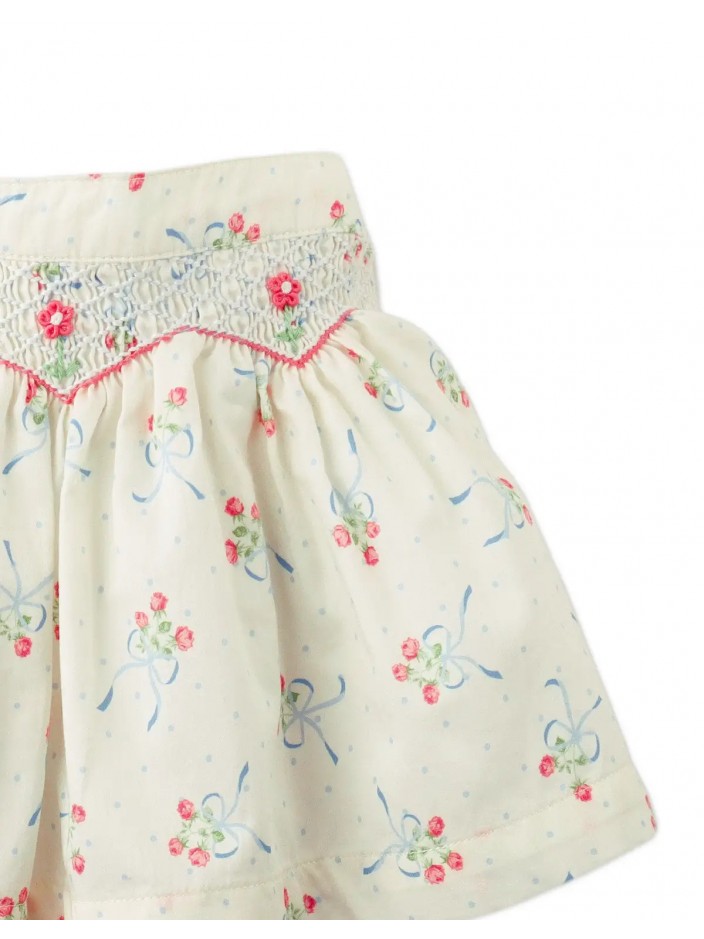 Baby Lillia Printed Skirt with Smocking and Embroidery