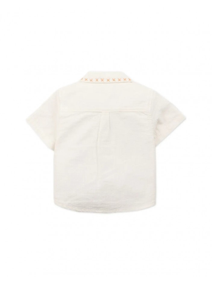 Baby Elvin Textured Check Shirt with Embroidered Details