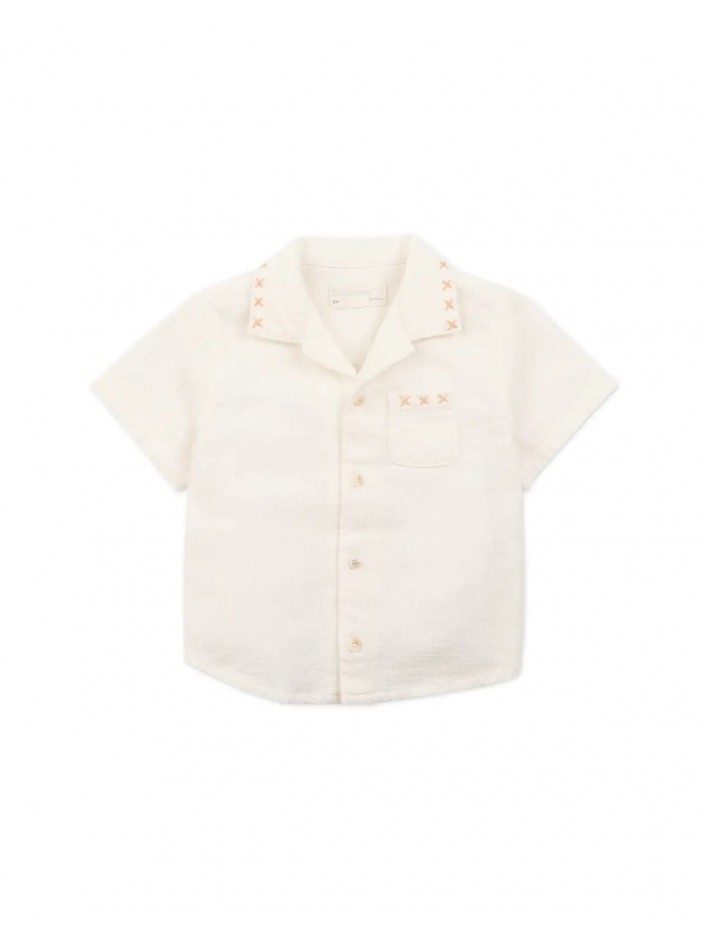Baby Elvin Textured Check Shirt with Embroidered Details